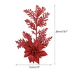 Christmas Decorations Artificial Glitter Poinsettia Flower Pine Branches Leaves Picks Ornaments For Xmas Tree Wreaths X37B