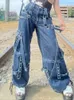 Kvinnors jeans LGRQ Fashion Patchwork Loose High midje Streamer Big Pockets Straight Denim Pants Kvinna Hösten 2023 19J2179 230214