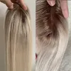 Syntetyczne S 1618 cm Ombre Ash Blonde Toupe Włosy dla kobiet Human Topper 613 Clre Kosher European Remy Top Piece