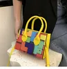 Totes 2022 New Color Contrast Versatile Handbag Square Shoulder Bag Geometric Horizontal Casual Shoulder Bag Fashion Crossbody Bag 0214/23