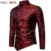 Camisas casuais masculinas Spring Camisetas irregulares do outono Men Dressão Groal brilhante Stand Collar Slave Longa Camisa Social Camisas Sociais