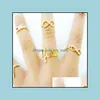 Band Rings PCS/1Set Set Punk Crystal Mid Finger Tip Stacking Wedding Set Drop Delivery Jewely DHI3X