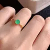 Cluster Rings Female Ring 18K Gold Round Natural Emerale Green Stone Fine Jewelry Engagment Anniversary Dating Wedding With Certificate