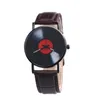 Polshorloges mode dames horloges retro vinyl records ontwerp lederen horloge analoge legering kwarts dames klok casual dresswristwatches will22