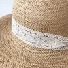 Breda brimhattar 2019 Summer Women's Sun Hat Lace Ribbon Breattable Cap Bucket Cap Visor Sunscreen Foldbar Tourism Beach Hat Holiday Gorra Mujer R230214