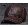 Ball Caps 2023 Male Genuine Leather Cowhide 5660cm Blackbrown Baseball Eagle Print for Man Casual Street GF Gorras Dad Hat 230214