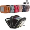 Cowhide RFID'nin ilk katmanı artı tarama önleyici deri organ kartı çantası, pencere anti-manyetik kart BA280F ile çift zip para çantası