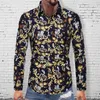 Camisetas masculinas camisetas masculinas Cardigã Slim Cardigan Botão de lapela impressão floral Manga longa Top Casual Roupes Korean Holida