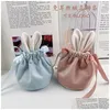 Jewelry Pouches Bags Cute Veet Gift With Bunny Ear Jewellery Cosmetic Storage Crafts Packaging Pouches For Boutique Retail Shop 200 Dhnaf