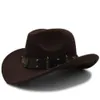 Geniş Memlu Şapkalar Kova Wome Erkekler Siyah Yün Chapeu Western Cowboy Şapka Beyefendi Jazz Sombrero Hombre Cap Zarif Lady Cowgirl 2 Büyük Boyut 230214