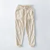 Men's Pants Spring Summer Breathable Men Causal Cottonn Linen Elastic Waist Pocket Drawstring Trouosers Streetwear