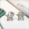 Charm Sier Earrings Micro Inlaid Crystal Fivepointed Star Stud Women Small Cute Banquet Luxury Wedding Jewelry Drop Delivery Dhzym