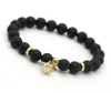 Brin Ailatu vente en gros 10 ps/lot 8mm A Grade noir mat Onyx pierre CZ perles breloque Bracelet cadeau de fête