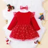 Robes de fille Ma Bébé 9M4Years Joyeux Noël Fille Robe Rouge Enfant En Bas Âge Tulle Lettre Tutu Fête Xmas Année Costumes D01 230214