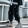 Herenbroek Zwarte Techwear Cargo Men Multi -zakken Hip Hop Casual streetwear broek Joggers Elastische taille -borduurwerk op joggingbroeken #K05