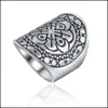 Band Rings Pretty Sier Plated Ring For Women Ethnic Vintage Unique Carving Tibetan Totem Trendy Beach Jewelry Drop Delivery Dhz2H