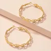 Hoop Earrings Geometric Eye Oval Earring For Women Hip-hop Gold Color Stainless Steel 2023 Fashion Jewelry Gift