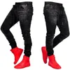 Men's Jeans 2023 Men Stylish Ripped Pants Biker Skinny Slim Straight Frayed Denim Trousers Fashion Clothes Black