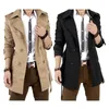 Мужские траншевые пальто осенние весеннее пальто мужчины Слим корейский двухбортный двухбортный модная куртка зима