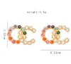 20style 18K Gold Plated Letters Stud Earrings Korean Retro Pearl Women Luxury Brand Designer Crystal Earring Metal Jewelry Accessories