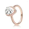 Кластерные кольца Оригинальное кольцо серебряной плитки 925 с логотипом Розовое золото Любовь Элегантное большое циркон