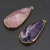 Charms Natural Stone Hangers Vermindering Golden Water Drop Armbanden Kettingen Accessoires Amethist Rose Quartz voor sieraden maken