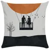 Oreiller Orange Série Saint Valentin Couple Couverture Canapé Voiture Et Siège De Bureau Décor À La Maison Chaise 45x45cm