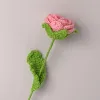 Flor de punto de ganchillo hecha a mano, rosa de punto, regalo de San Valentín, producto terminado, rosas de flores de punto