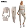 Yoga Outfits Women's Sportswear Yoga Set Workout Clothes Athletic Wear Sports Gym Legging Seamless Fitness Bra Crop Top Long Sleeve Yoga Suit 230213