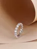 Women's 925 Sterling Silver Round Moissanite Ring Wedding White Cubic Zirconia Crystal Stone Ring Engagement Bands Jewelry