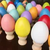 Children Party Favor Wood Simulation Easter Egg Solid Color Paintable Drawing Artificial Egg DIY Hand Painted Wooden Easter Eggs Huevos De Pascua De Madera