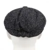 Berets 2023 Męski Herringbone Check Sboy Hat Autumn and Winter Therm Star Beret