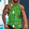 Men's T Shirts Mens St Patricks Day Digital 3D Printing Sleeveless Neck Shirt Vest Men Large