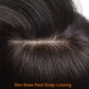 Syntetic S Silk Skin Base Brasilian Virgin Human Hair Topper för kvinnor med 4 klipp i Toupee Wavy Fine Piece Real Scalp Top 230214