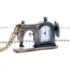 Pocket Watches Antique Bronze Sewing Machine Watch Colar de pingente exclusivo Mini Clock Presens For Men Mulheres Crianças Reloj