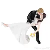 Wedding Cake Decoration White And Black Bride And Bridegroom Couple Figures Toppers Classic Kissing Hug Cheap