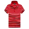 Herrpolos 2023 Polo Shirt-Men's Stripe Leisure Lapel rörelse Kort ärmskjorta Custom