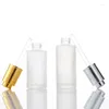 Storage Bottles 20ml 30ml 40ml 50ml 60ml 80ml Push Button Flat Shoulder Essential Oil Bottle Customize Frosted Cosmetic Glass Dropper