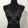 Kostüm aksesuarları klasik örtüşen sternal zincir kadın seksi moda gövde takı rhinestone geometrik moda altın tam kristal