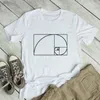 Dames t shirts fibonacci spiraal t-shirt unieke wetenschap wiskunde golden ratio super ingenieur shirt tees