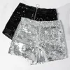 Women's Shorts Bling Sexy Women Sequin High Waist ORing Zip Bodycon Feminino Skinny Party Club Festival Raves Pole Dance 230214