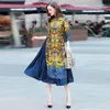 Feestjurken zomerjurk lang cheongsam vietnam traditionele gewaden aodai sierlijke stand kraag slanke qipao vestidos vrouwen