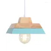 Lampes suspendues Moderne Nordic Lights Luminaire Bois Fer Carré Abat-Jour LED Salle À Manger Éclairage Intérieur Hanglamp Luminaire Suspension