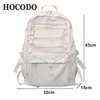 허리 가방 Hocodo Backpack for Women Soicle Color Unisex Multi Pocket Laptop School Bag Teenagers Girls 230213