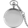 Pocket Watches Vintage Simple Silver Smooth Design Case Numbers Analog Dial Quartz Chain Watch Men Women Retro Clock Reloj de Bolsillo