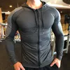 Mens jaquetas zíper up capuz de manga comprida Tshirts Gym Sports Sports Running Training Treining camiset for Men Hooded Sweetshirts 230214