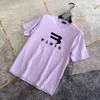 T-shirt estampada com letras Ba Jia de alta qualidade novinha em folha, gola redonda manga curta, roupas de casal soltas, meia manga masculina, estudantes de verão