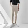 Mens Pants Zcsmll Spring Light Cooked Trousers Small Foot Casual Slim Straight Trend Ninth Dripping Suit Men