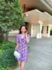 Casual Dresses Designer Spring and Summer Showing White High-end Kale Purple Polo Sleeve Dress DUC4