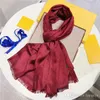 2021 top Fashion women scarf four seasons autumn winter thin long silk wool 180*70cm shawl classic gold thread letter